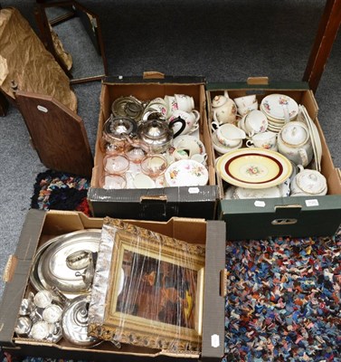 Lot 1128 - Aynsley china tea set, Victorian tea wares, crystoleum, mirror, silver plate, etc