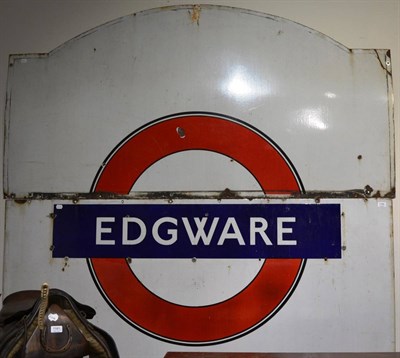 Lot 1160 - A vintage London tube enamel sign (in two sections) for Edgware