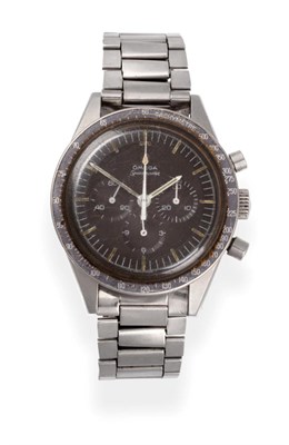 Lot 277 - A Fine and Rare  "Ed White " Pre-Moon Stainless Steel Chronograph Wristwatch, signed Omega,...