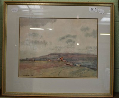 Lot 1217 - Fred Lawson, Cattle grazing in a landscape, signed and dated 1911, watercolour