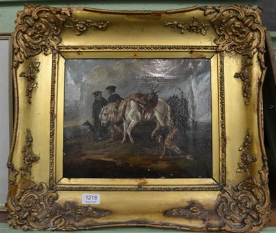 Lot 1218 - Scottish School (19th century), A stag hunting party returning from a day's stalking, oil on canvas