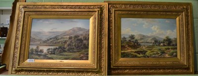 Lot 1219 - K Adams, A highland landscape with sheep grazing, signed, oil on board together with a further...