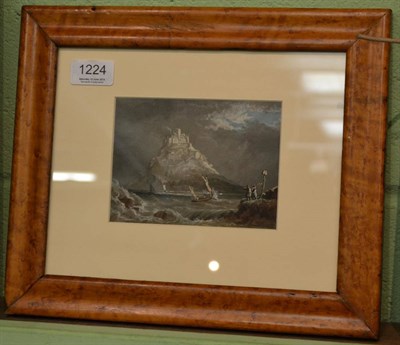 Lot 1224 - British School (19th century) Figures and shipping vessels in stormy seas before St Michael's...