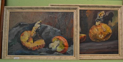 Lot 1225 - Maria Bosch (20th/21st century) (Spanish), A pair of still lifes of mushrooms, each signed, oil...