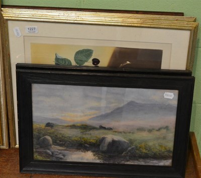 Lot 1227 - Two framed watercolours J Gadsby, coaching print and a pair of aquatints of plums and cherries (5)