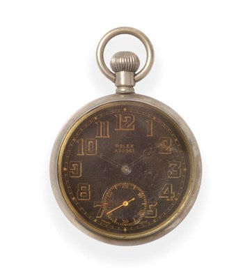 Lot 282 - An Open Faced Military Pocket Watch, signed Rolex, circa 1940, (calibre 540) lever movement signed