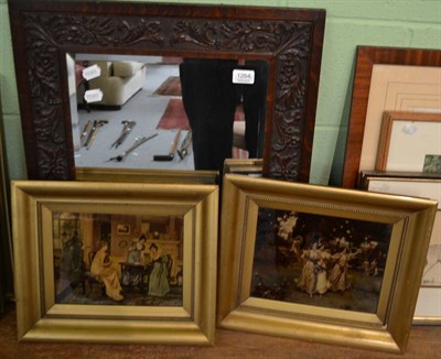 Lot 1264 - Two crystoleums and a carved oak framed mirror (3)