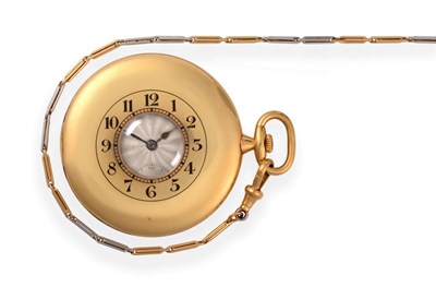 Lot 284 - An 18ct Gold Half Hunter Pocket Watch, 1913, lever movement, silvered dial with Arabic...