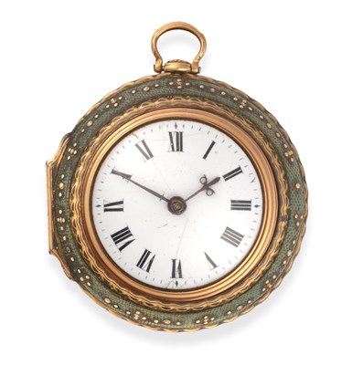 Lot 287 - A Triple Cased Gold Repousse Shagreen Verge Pocket Watch, signed Wm Sterck, London, 1758, gilt...