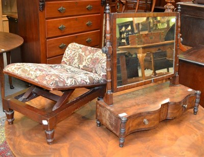 Lot 1315 - A 19th century mahogany toilet mirror and a gout stool