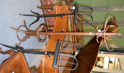 Lot 1329 - A Bentwood hat and coat stand and two black painted adjustable music stands (3)