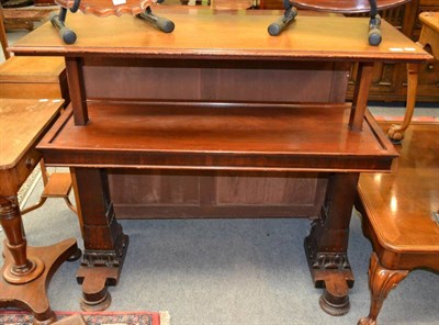 Lot 1332 - A Victorian mahogany metamorphic dumb waiter with carved acanthus supports