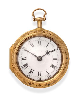 Lot 290 - A Fine and Rare Gold Repousse Pair Cased Repeating Verge Pocket Watch, signed John Ellicott,...