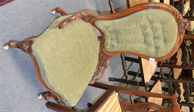 Lot 1344 - A Victorian walnut framed nursing chair