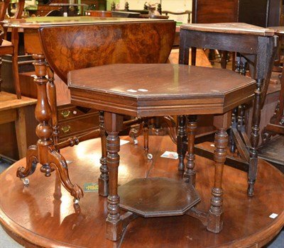 Lot 1400 - Victorian walnut Sutherland table, an oak corner table and a mahogany table (3)