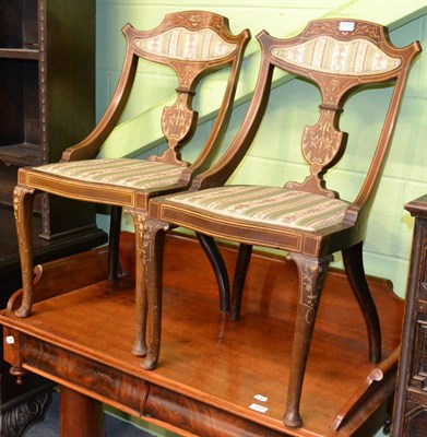 Lot 1416 - Pair of Edwardian inlaid salon chairs