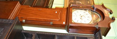 Lot 1418 - A mahogany eight day longcase clock, swan neck pediment, 14-inch painted arched dial, seconds and a