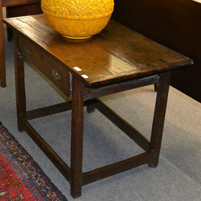 Lot 1427 - An 18th century oak side table with single drawer (alterations)