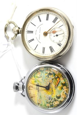 Lot 5004 - A silver pocket watch, dial marked England's Glory Matches prize watch and a Smiths Jamboree...
