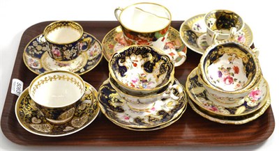 Lot 5063 - A tray of assorted 19th century cups and saucers, the majority with botanical subjects, with...