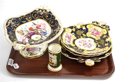 Lot 5066 - A part 19th century English dessert service comprising two lobed dishes and a square dish with...