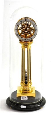 Lot 5076 - A reproduction Skeleton column mantel timepiece, beneath a dome, single fusee movement