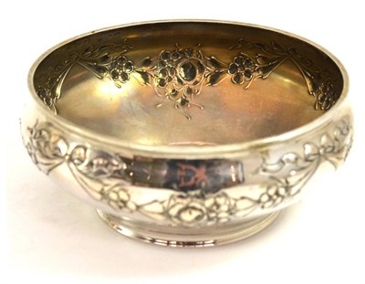 Lot 5110 - A Continental silver bowl decorated with flowers