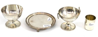 Lot 5127 - An unmarked waiter, two Continental bowls and a beaker