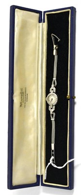 Lot 5154 - A lady's diamond-set Art Deco wristwatch with 9ct white gold bracelet