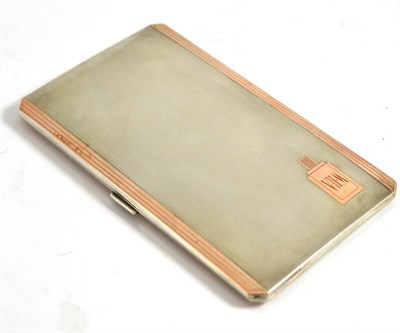 Lot 5164 - A good Art Deco silver cigarette case, Birmingham 1937, with overlaid gold bands to each side...