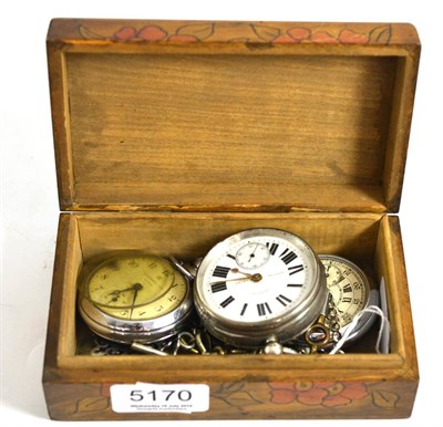 Lot 5170 - A silver pocket watch, two other pocket watches etc