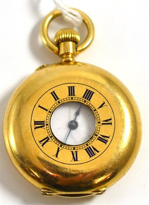 Lot 5180 - A half hunter fob watch, case stamped 18k