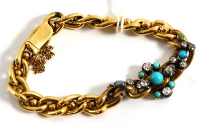 Lot 5181 - A Victorian bracelet set with diamonds and turquoise