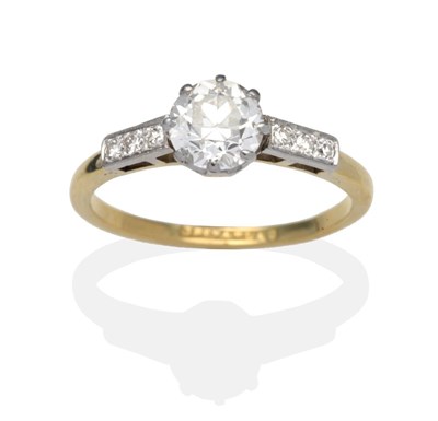 Lot 368 - A Diamond Solitaire Ring, an old cut diamond in a white claw setting to eight-cut diamond set...