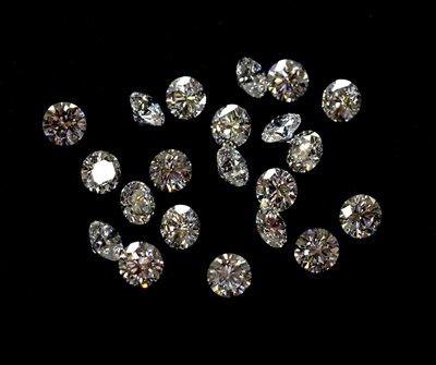 Lot 377 - Twenty One Loose Round Brilliant Cut Diamonds, estimated diamond weight 0.20 carat each...