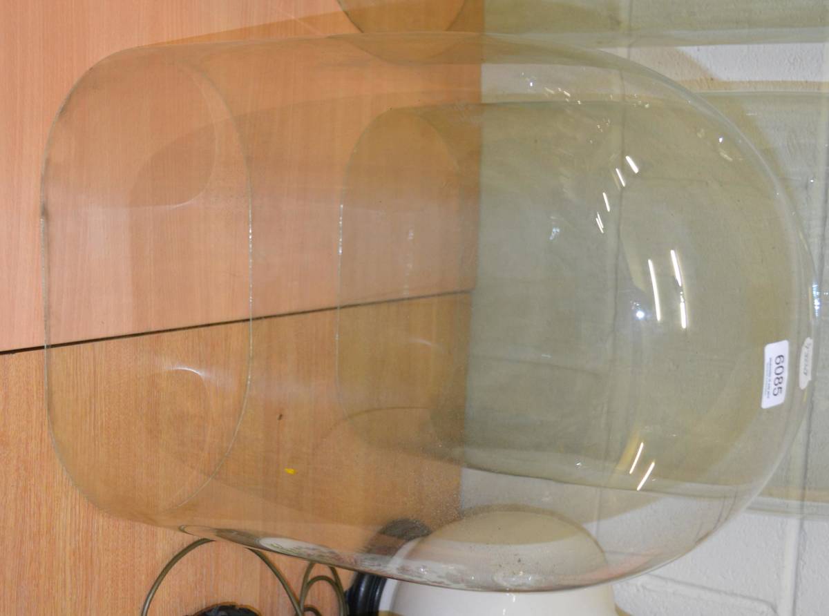 Lot 6085 - A taxidermy/ skeleton clock glass dome, 55cm