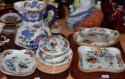 Lot 4 - Two trays including a 19th century Wedgwood part dinner service and a large Masons ironstone...