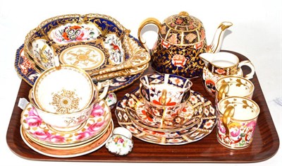 Lot 16 - Two Royal Crown Derby cups and saucers, side plate, two shell shaped dishes, Derby bowl, other...