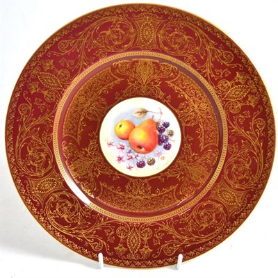 Lot 46 - A Royal Worcester signed plate decorated with fruit, signed P English
