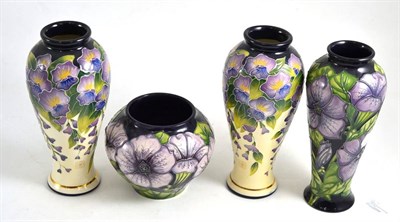Lot 47 - Two modern Moorcroft pottery vases and two others similar (4)