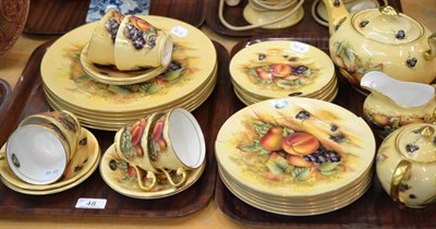 Lot 48 - Collection of Aysnley, Orchard gold pattern tea and dinner wares (on two trays)