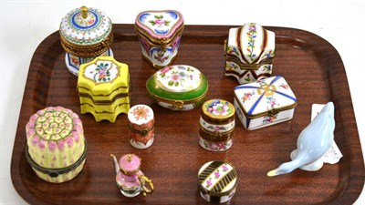 Lot 115 - Eleven Limoges and other hinged boxes and a small figure of a goose
