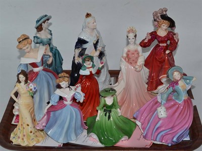 Lot 168 - A collection of ten Coalport and Royal Doulton china figures, all with certificates