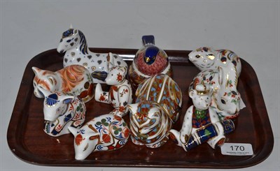 Lot 170 - A collection of ten Royal Crown Derby china paperweights