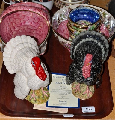 Lot 183 - Maling ceramic pieces and two Royal Doulton turkeys with certificates