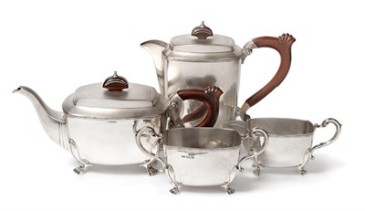 Lot 450 - A George VI Silver Four Piece Tea Service, William Suckling Ltd, Sheffield 1942, of rounded...