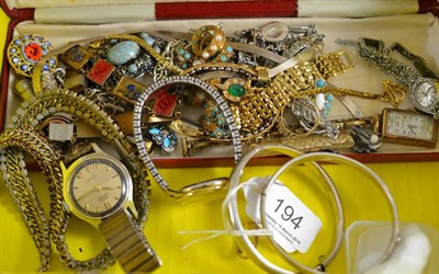 Lot 194 - An eternity ring, assorted silver and white metal jewellery, watches, costume jewellery etc