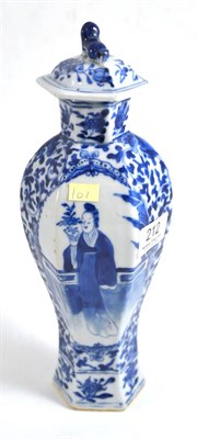 Lot 212 - Chinese blue and white octagonal vase