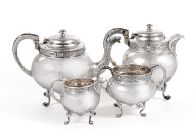 Lot 456 - A George V Irish Silver Four Piece Tea Service, Charles Lambe, Dublin 1921, of circular form...