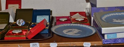 Lot 225 - Collection of Crummels enamel boxes in original boxes, Wedgwood jasperware collectors plates...